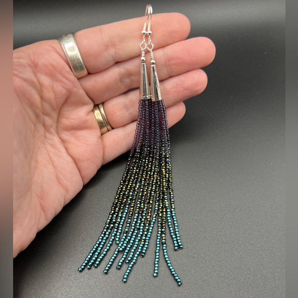 Beaded Fringe Tassel Earrings